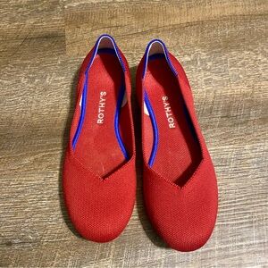 Rothy’s The Flat Women’s  Red Round Toe Knit Slip On Ballet Flats